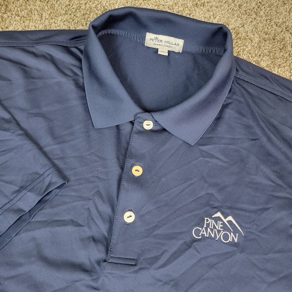 Peter Millar Summer Comfort Mens XL Solid Navy Performance Stretch Polo SS